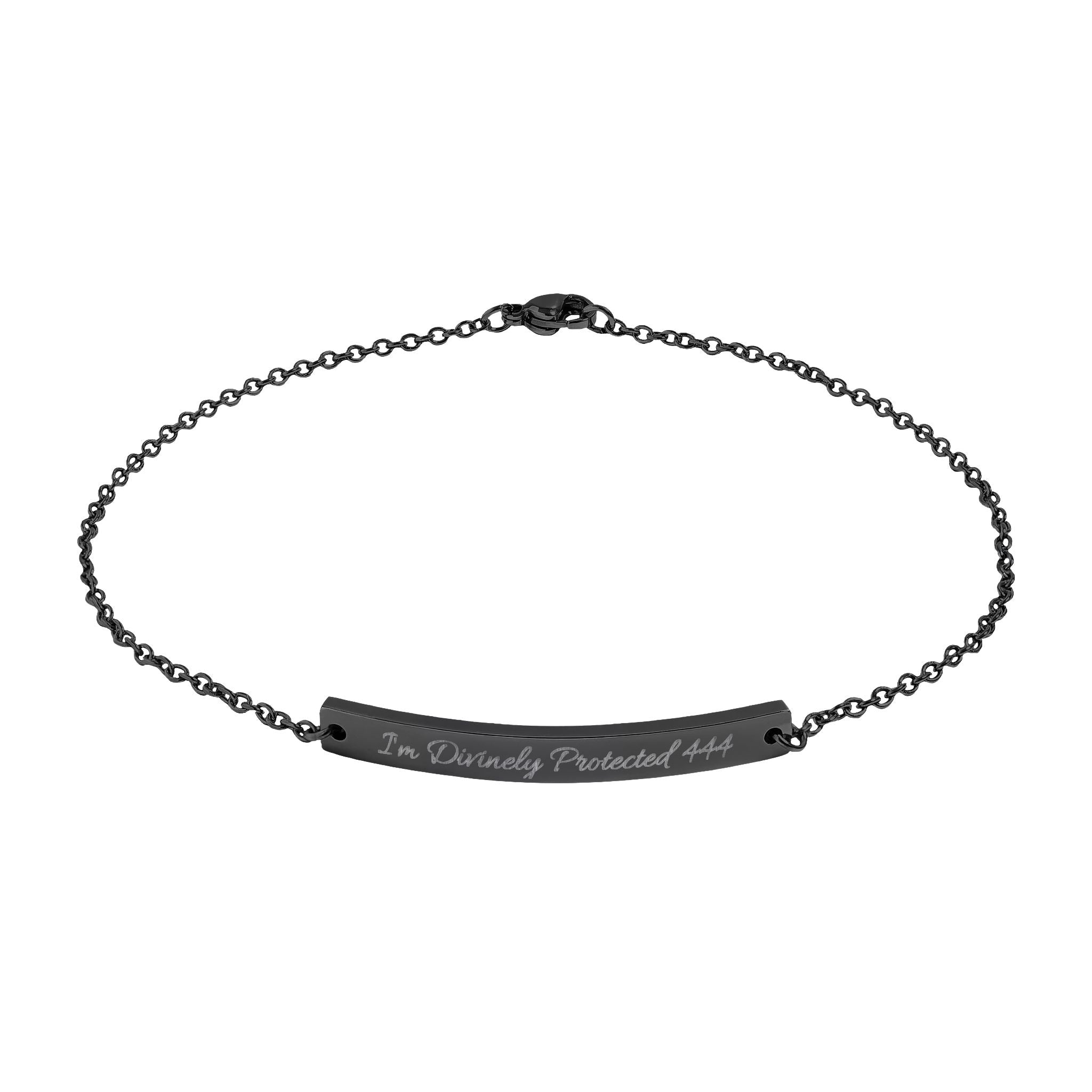 "I'm Divinely Protected" Engravable Curved Bar Anklet — Iridescent Stainless Steel Anklet