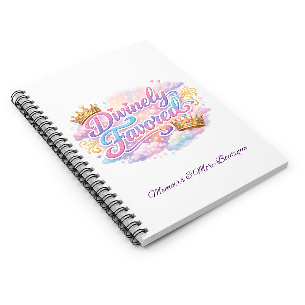 Divinely Favored Spiral Notebook — Inspirational Ruled Journal with Crown Design