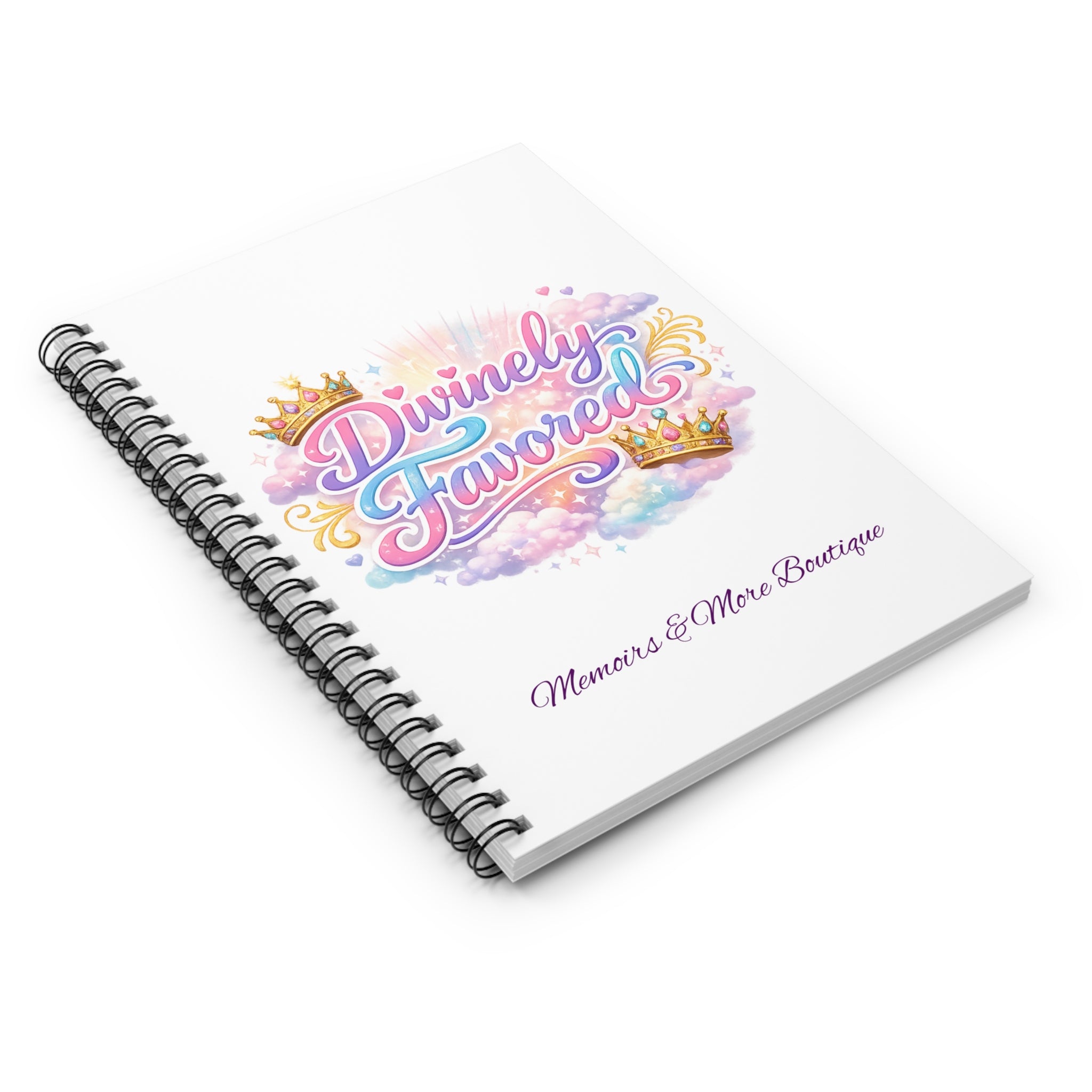 Divinely Favored Spiral Notebook — Inspirational Ruled Journal with Crown Design