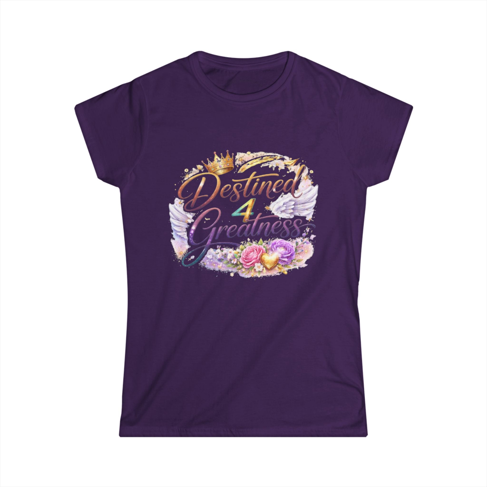 Destined 4 Greatness Women's Tee — Inspirational Floral Crown Graphic